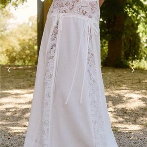 Ophelia White Lace Trim Maxi skirt Bydee